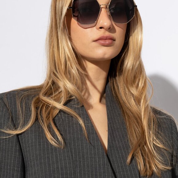Marc Jacobs MARC 730/S 0RHL 9O Sunglasses Gold/Black Geometric Frame,Grey Lenses main image 4